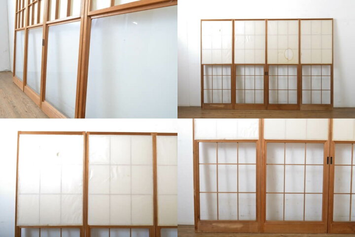 楽天市場】▽現状販売▽ アンティーク建具 幅狭雪見障子戸 4枚 セット 