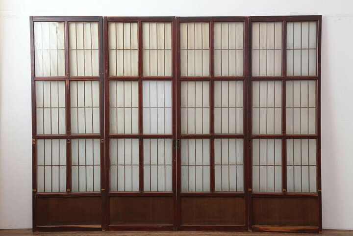 楽天市場】▽現状販売▽ アンティーク建具 ガラス戸4枚セット 和製 