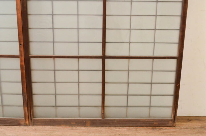 楽天市場】▽現状販売▽ アンティーク建具 格子入り幅狭ガラス戸2枚 