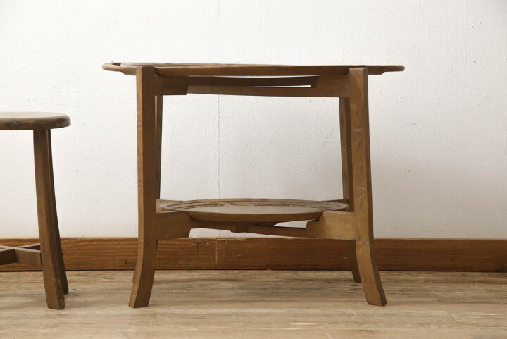 楽天市場】和製ビンテージ サイドテーブル 軽井沢彫り お盆付き ナイト  