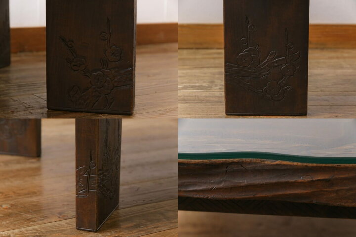 楽天市場】【中古】 座卓 伝統工芸 軽井沢彫り 特注品 栃の木一枚板  