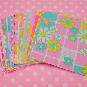 アソート 四角 ピース 9cm 20枚 セット はぎれ ハギレ カット済み 手芸 布 コットン ファブリック パッチワーク 綿100 キルト レトロ かわいい 生地