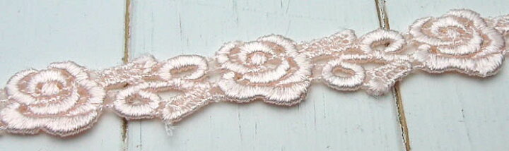 楽天市場】【お買得】1.5cm幅かわいい薄ピンクバラケミカルレース(1m  