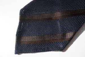 ATTO VANNUCCI�y�A�b�g���@���k�b�`�zMODEL 2SF FODERATO/ART 90300/DARK NAVY�n�u���E��STRIPE��SILK100%�t���X�R���l�N�^�C(�匕8.5�Z���`��)��p�l�N�^�C�P�[�X�t��