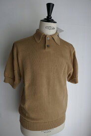 CORGI【コーギー】MODEL　3840P102B PLAIN KNIT POLO SHIRT/COL CAMEL キャメル/英TODD&DUNCAN社2PLYコットンハンドフレーム猫目BUTTON仕様キャメル色ニットポロシャツ