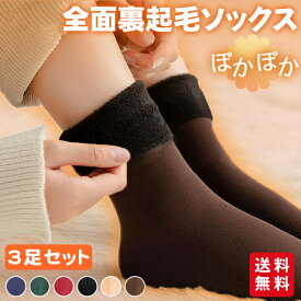 裏起毛 ソックス 靴下 暖かい あったか 3足セット レディース 部屋着 厚手 保温 女性 ストレッチ ぽかぽか 6カラー 秋冬