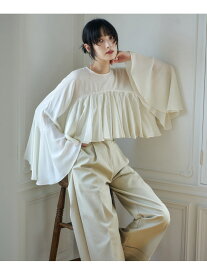 キュプラシルクラッフルブラウス anuans アニュアンス トップス シャツ・ブラウス ホワイト ピンク【送料無料】[Rakuten Fashion]