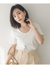 シルクタッチコットンUネックT anuans アニュアンス トップス カットソー・Tシャツ ネイビー ホワイト ベージュ ブラック ピンク【送料無料】[Rakuten Fashion]