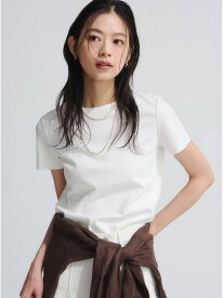 シルクタッチコットンスリムフィットT anuans アニュアンス トップス カットソー・Tシャツ ネイビー ホワイト ブラック【送料無料】[Rakuten Fashion]