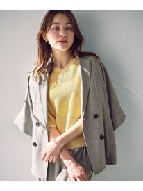 【SALE／20%OFF】テックリネンツイードジャケット(セットアップ着用可) ANY エニィ ジャケット・アウター テーラードジャケット・ブレザー グレー ベージュ【RBA_E】【送料無料】[Rakuten Fashion]