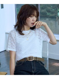 【SALE／20%OFF】レースショート丈Tシャツ ANY エニィ トップス カットソー・Tシャツ グリーン ブラック ホワイト ピンク ブラウン【RBA_E】[Rakuten Fashion]