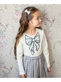 【SALE／50%OFF】ドットリボン 長袖Tシャツ ANY KIDS エニィ トップス カットソー・Tシャツ ホワイト ブルー【RBA_E】[Rakuten Fashion]
