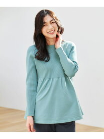 【SALE／50%OFF】リブコンビペプラムニット ANY エニィ トップス ニット グリーン ホワイト ネイビー【RBA_E】[Rakuten Fashion]