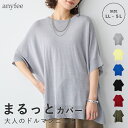 ドライタッチドルマンニット マシンウォッシャブル 洗濯可能 anyfee エニフィー 大きいサイズ プラスサイズ レディース LL 3L 4L 5L ぽっちゃり ゆったり 体型カバー2025SS 新商品 チュニック