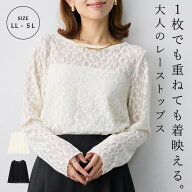 レースクルーネックインナーT anyfee エニフィー 大きいサイズ プラスサイズ ぽっちゃり ゆったり 体型カ…