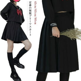 プリーツスカート 45cm/65cm/80cm ミニ 膝丈 ミドル丈 ロングスカート フレアスカート スクールスカート 女子高校生 制服 スカート 無地 Aライン 定番 大きいサイズ 小さいサイズ 通学 JK制