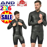 【即日出荷】ウェットスーツ セット ANDNEWYOU 長袖タッパー 2mm＆ショートジョン 2mm メンズ 2ピース 2P…
