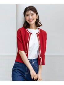【SALE／30%OFF】【UVカット・洗える】リンクスバイカラー カーディガン ANY SIS エニィスィス トップス カーディガン ホワイト レッド【RBA_E】【送料無料】[Rakuten Fashion]