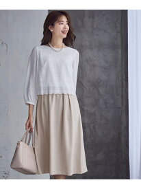 【洗える】レースコンビバックサテン ワンピース ANY SIS エニィスィス ワンピース・ドレス ワンピース ベージュ ネイビー【送料無料】[Rakuten Fashion]