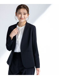 【洗える】セレモニーダブルクロス カラーレス ジャケット ANY SIS エニィスィス ジャケット・アウター ノーカラージャケット ベージュ ブラック ネイビー【送料無料】[Rakuten Fashion]