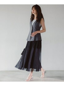 【SALE／50%OFF】【スタイリストコラボ】ジレ×ラメチュールスカート セットアップ ANY SIS エニィスィス ジャケット・アウター テーラードジャケット・ブレザー ベージュ グレー【RBA_E】【送料無料】[Rakuten Fashion]