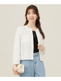 【SALE／30%OFF】リボンヤーンシアーツイード ジャケット ANY SIS エニィスィス ジャケット・アウター ノーカラージャケット ホワイト ネイビー【RBA_E】【送料無料】[Rakuten Fashion]