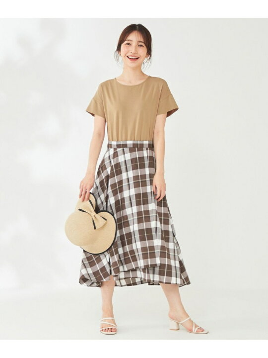楽天市場 Sale 50 Off 洗える チェック柄ドッキング ワンピース Any Sis エニィスィス ワンピース ドレス シャツワンピース ブラック ブラウン Rba E 送料無料 Rakuten Fashion Any Sis