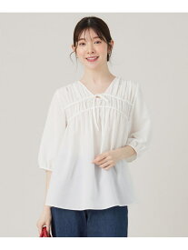 【SALE／50%OFF】【洗える】 ギャザーテント ブラウス ANY SIS エニィスィス トップス シャツ・ブラウス ブラウン ホワイト【RBA_E】[Rakuten Fashion]