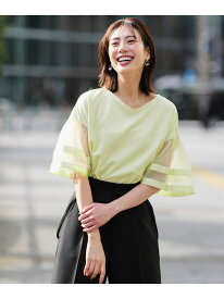 ゆるVネックチュールフリル袖 プルオーバー ANY SIS エニィスィス トップス カットソー・Tシャツ ブラック ブルー グリーン ホワイト【送料無料】[Rakuten Fashion]