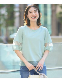 チュール切替ランタンスリーブ プルオーバー ANY SIS S エニィスィス トップス カットソー・Tシャツ グリーン ホワイト ブラック ブルー【送料無料】[Rakuten Fashion]