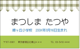 みどりチェックのお店（子ども名刺）30枚 【送料無料】