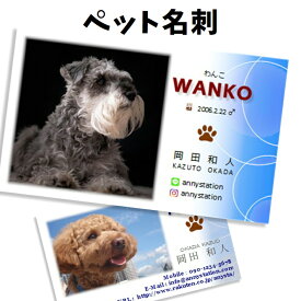 WANショット ブルー＆パープル （ペット名刺）【送料無料】 名刺作成 名刺印刷 犬名刺 ネコ名刺 うさぎ ペット 名刺 写真入り