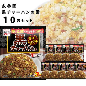 《父の日 プレゼント》 チャーハンの素 送料無料 永谷園 具入り 炒飯の素 10袋セット 黒チャーハンの素 香ばししょうゆ 即席 簡単 味付け 味ごはん ご飯 アレンジ レトルト 食品 まとめ買い ストック 常備 備蓄 長期保存 中華料理