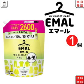 《父の日 プレゼント》花王 エマール 詰め替え つめかえ 2600ml 柔軟剤 特大サイズ 詰替 洗濯洗剤 おしゃれ着 洗たく用洗剤 業務用 送料無料 2.6kg 買い置き ストック 常備 リフレッシュグリーンの香り 伸び ヨレ 戻し 毛玉 縮みを防ぐ シワ 色あせ 予防 日用品雑貨