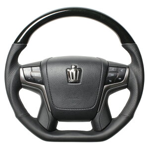 REAL ガングリップステアリング プレミアムシリーズ Dシェイプ S210-BKW-BK 38Bブラックウッド ブラックユーロステッチ 210系クラウン(アスリート・ロイヤル・マジェスタ)