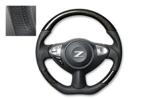 REAL ガングリップステアリング ブラックカーボン ブラックユーロステッチ フェアレディZ Z34