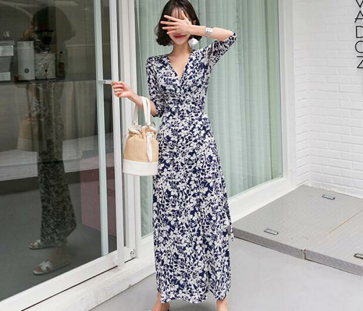 楽天市場 柄豊富 ラップワンピース ラップワンピ ロング ワンピース 長袖 前開き ドレス マキシ丈 結婚 式 お呼ばれ マキシ丈ワンピース マキシ ワンピース ロング丈 二次会 キャバ ナイト 衣装 カシュクール 春夏 秋 Anytime ａｎｙｔｉｍｅ楽天市場店