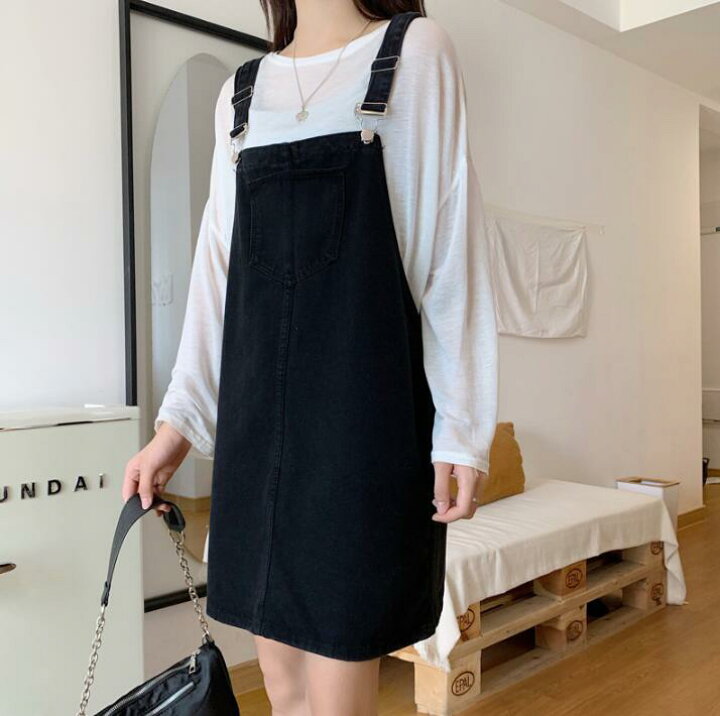 楽天市場 デニムサロペットスカート ショート丈 デニムワンピース ボトムス レディース スカート サロペット 膝上丈 ポケット付き Anytime ａｎｙｔｉｍｅ楽天市場店
