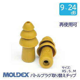 MOLDEX モルデックス 耳栓 高性能 遮音値 9 ~ 24dB 交換用 バトルプラグ 取り替えチップ XS S M サイズ 1組 耐衝撃音 再使用可 米国陸軍正式採用