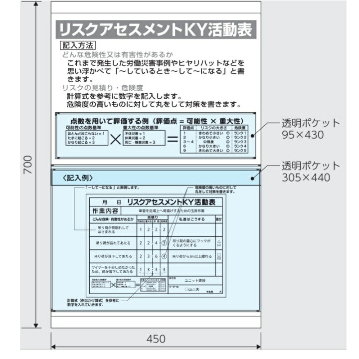 楽天市場 リスクアセスメントky活動表 ポケット付 3 53 安全 サイン8