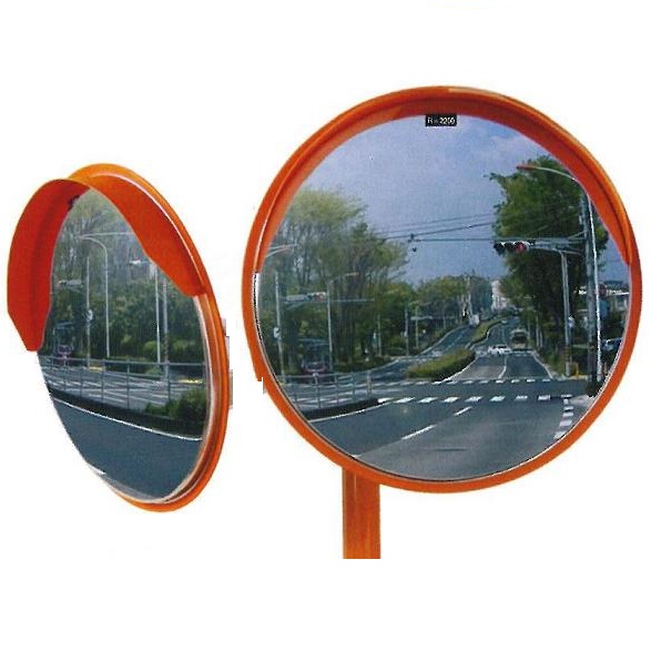 安全道路反射鏡 交通事故防止に 丸型カーブミラー ２面鏡 490φ ステンレス製 道路反射鏡 ナック・ケイ・エス