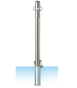 車止め サンキン メドーマルク ポストタイプ ステンレス製 差込式フタ付25mm南京錠付 フック2ヶ付 φ60.5×L1100mm(全長) SP2-6SK 【大型商品・個人宅配送不可】