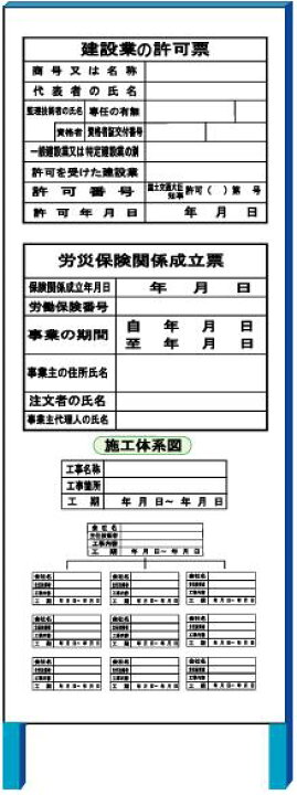 楽天市場】建設業許可・労災保険・施工体制図 3点セット現場表示用法令 
