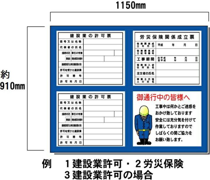 楽天市場】壁面用 3点タイプ（お願い入り） 現場表示用法令看板 空欄 