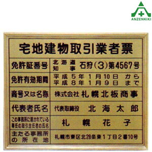 宅地建物取引業者票 (内容入) アルミ製額 (400×500mm)法定看板 事務所看板 特注品 別注品 文字入れ 送料無料