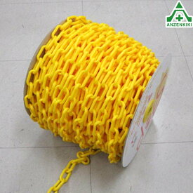 プラスチックチェーン 黄色 (φ6mm×50m)プラチェーン 鎖 PE 樹脂 イエロー 通行止め 区画整理 駐車場備品 進入防止