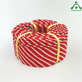 871-641 トラロープ (紅白ロープ) 約8φ×100m 材質：ポリエチレン (メーカー直送/代引き決済不可)区画整理 バリケード 標識ロープ