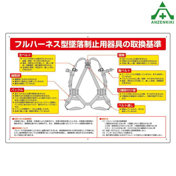 楽天市場 335 22 安全帯使用標識 フルハーネス型墜落制止用器具の取替規準 600 900mm メーカー直送 代引き決済不可 安全標識 イラスト標識 注意看板 お願い看板 工事現場 建設現場 建築現場 安全保安用品専門 安全機器 株