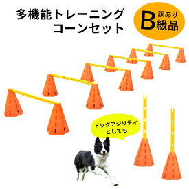 多機能トレーニングセット [訳あり] 障害物訓練 競技 トレーニングに！ アジリティコーン12個 バー6本 ドッグラン ドッグアジリティ ミニハードル セット
