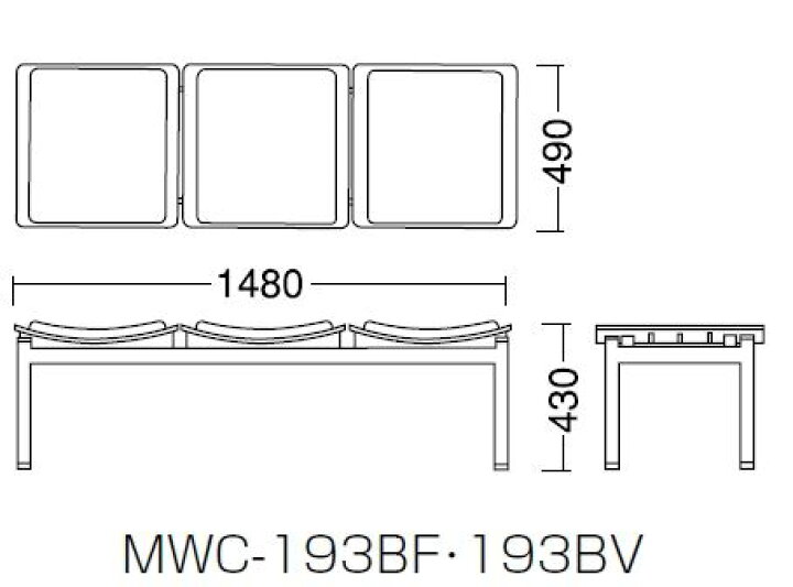 楽天市場】3人掛ロビーチェアー 背なし 布張り MWC-193 /TO-MWC-193BF 